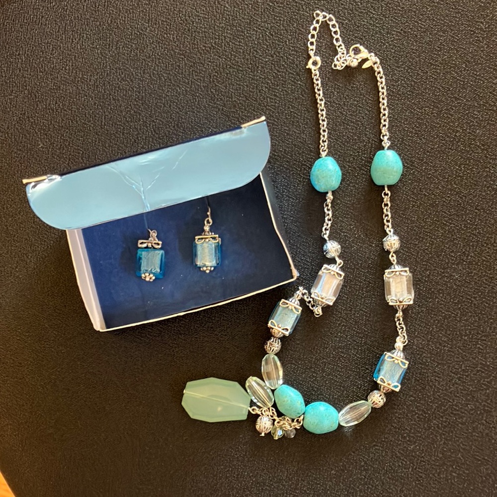 Nina Ricci for Avon Vintage Turquoise Coloured Necklace Sea Glass Accent Set